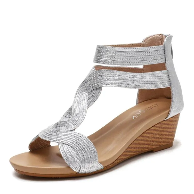 B28 Women's Casual Shoes - Soft Leather, T-Strap Sandal