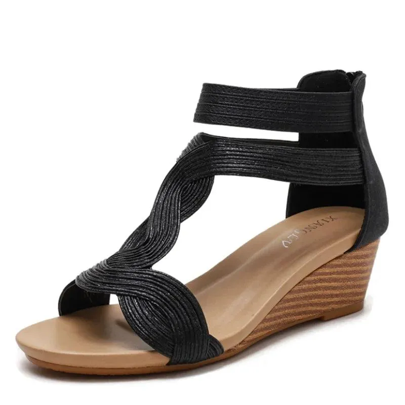 B28 Women's Casual Shoes - Soft Leather, T-Strap Sandal