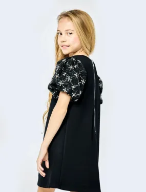 Beaded Bubble Slv Shift Dress