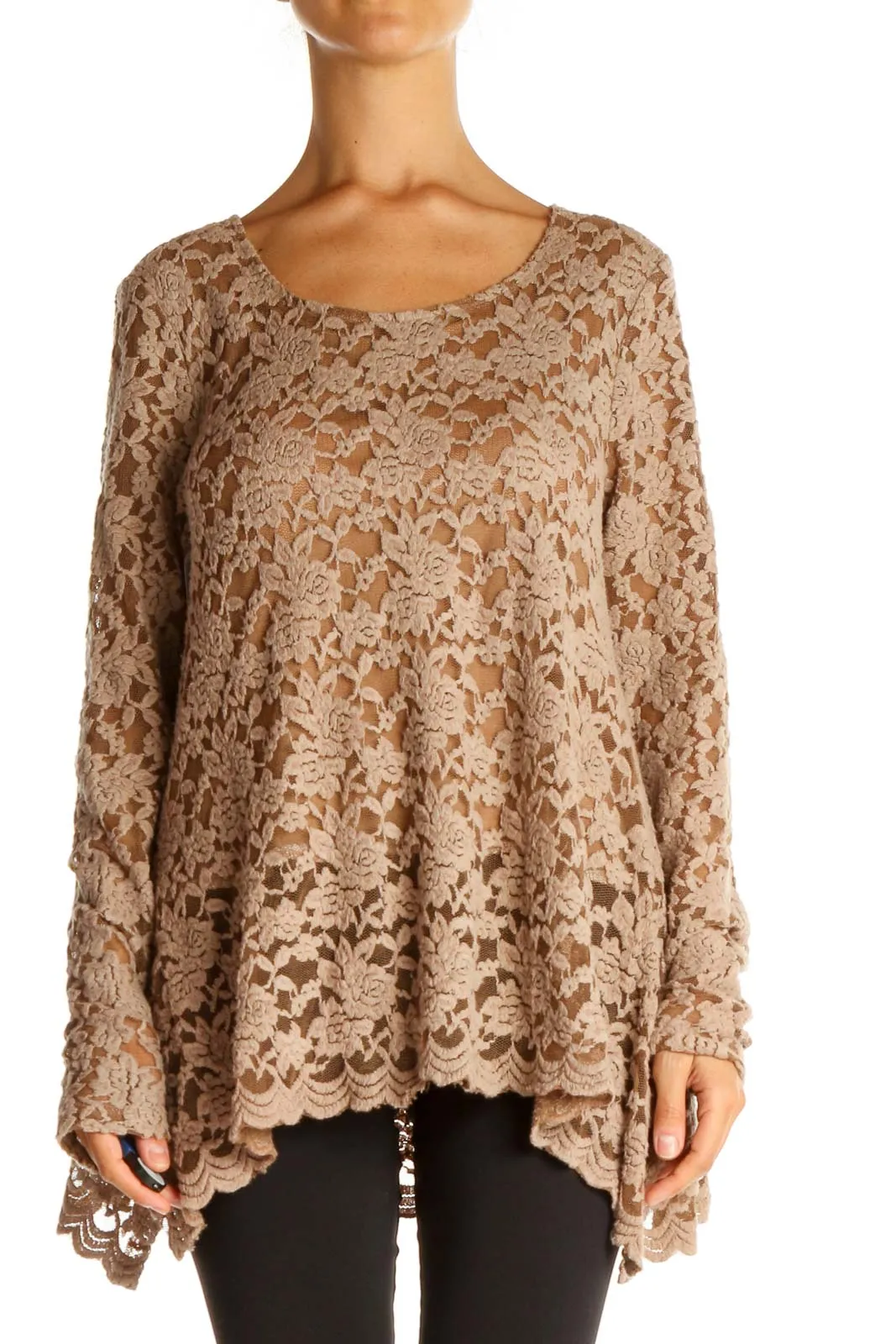 Beige Lace Casual Shirt