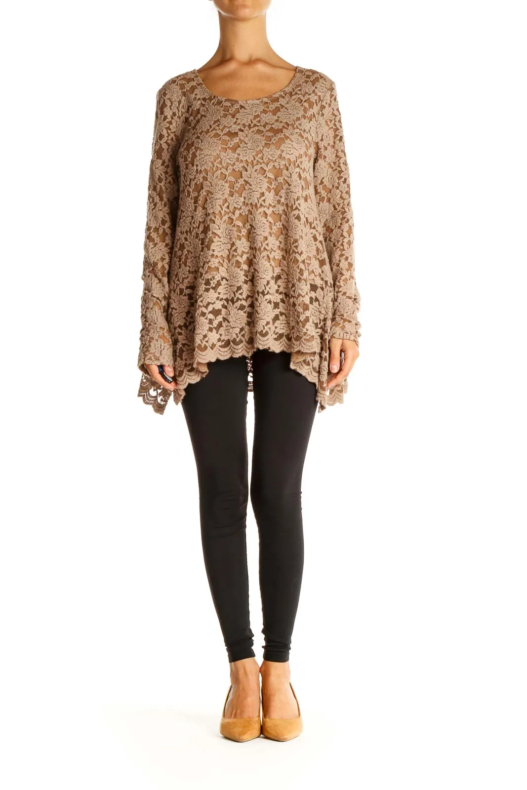 Beige Lace Casual Shirt