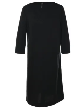 Black Midi-Length Shift Dress - L