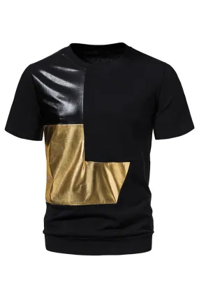 Black Patchwork Casual Summer Men's T-shirt