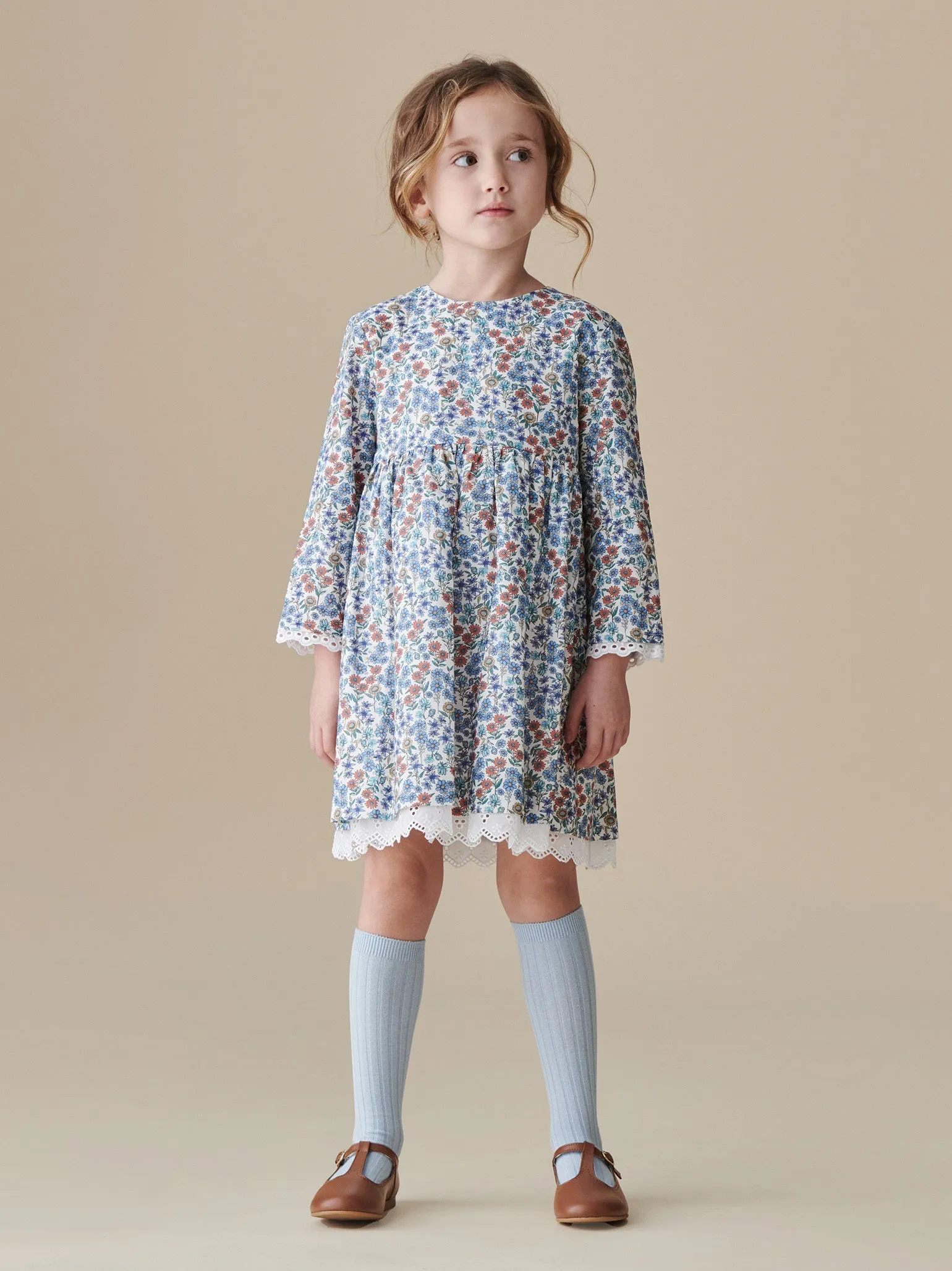 Blue Floral Paulina Girl Dress