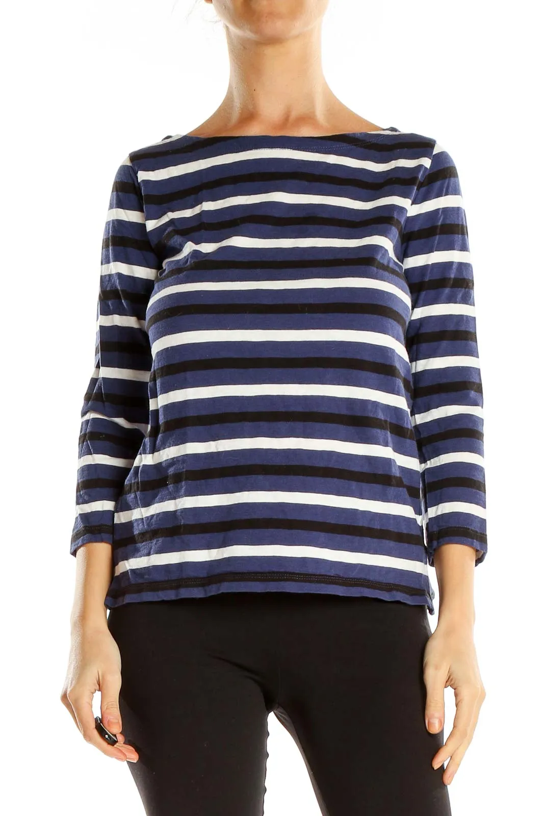 Blue Striped Casual Top