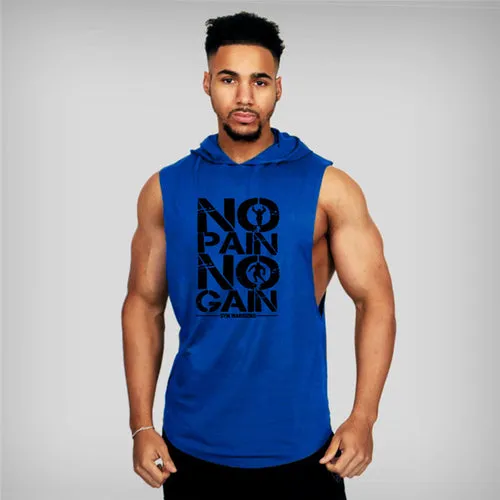 Brand Gyms Clothing Mens Bodybuilding Hooded Tank Top Cotton