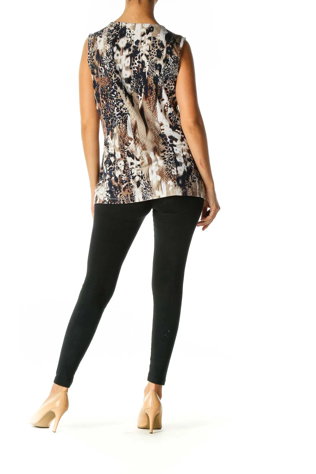 Brown Animal Print Casual Blouse