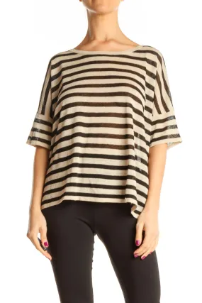 Brown Striped Casual Top