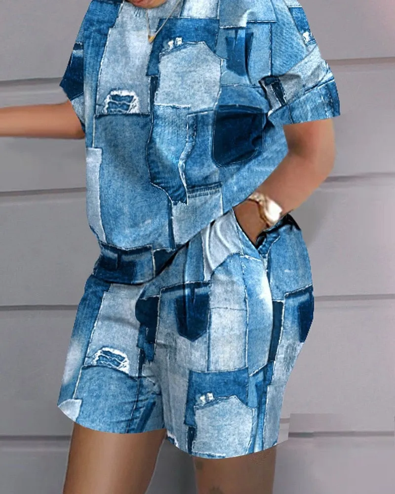 Casual Short Sleeve  Two Pieces Set