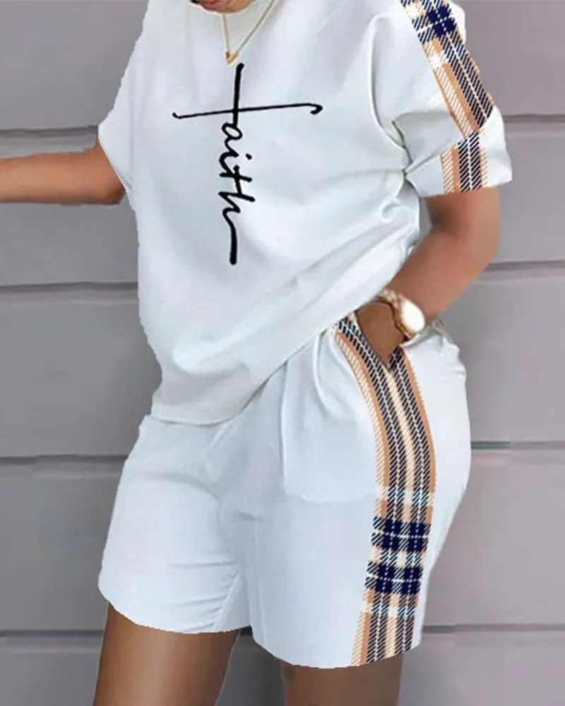 Casual Short Sleeve  Two Pieces Set