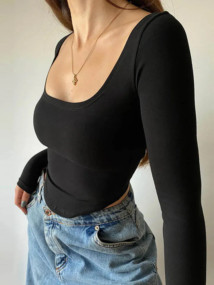 Casual Women Skinny Solid Basic Crop Top