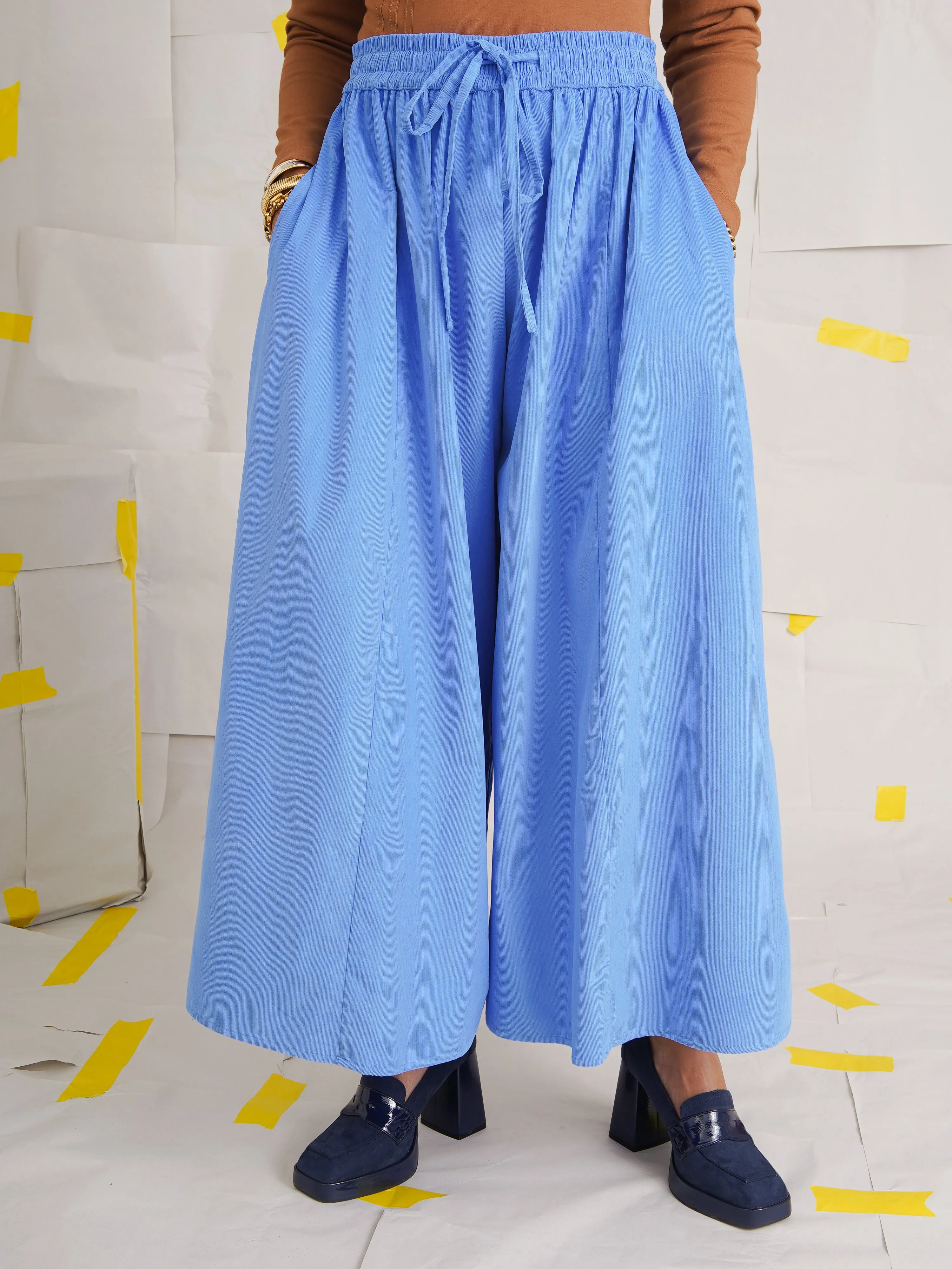 Charlie Blue Corduroy Palazzo Pants