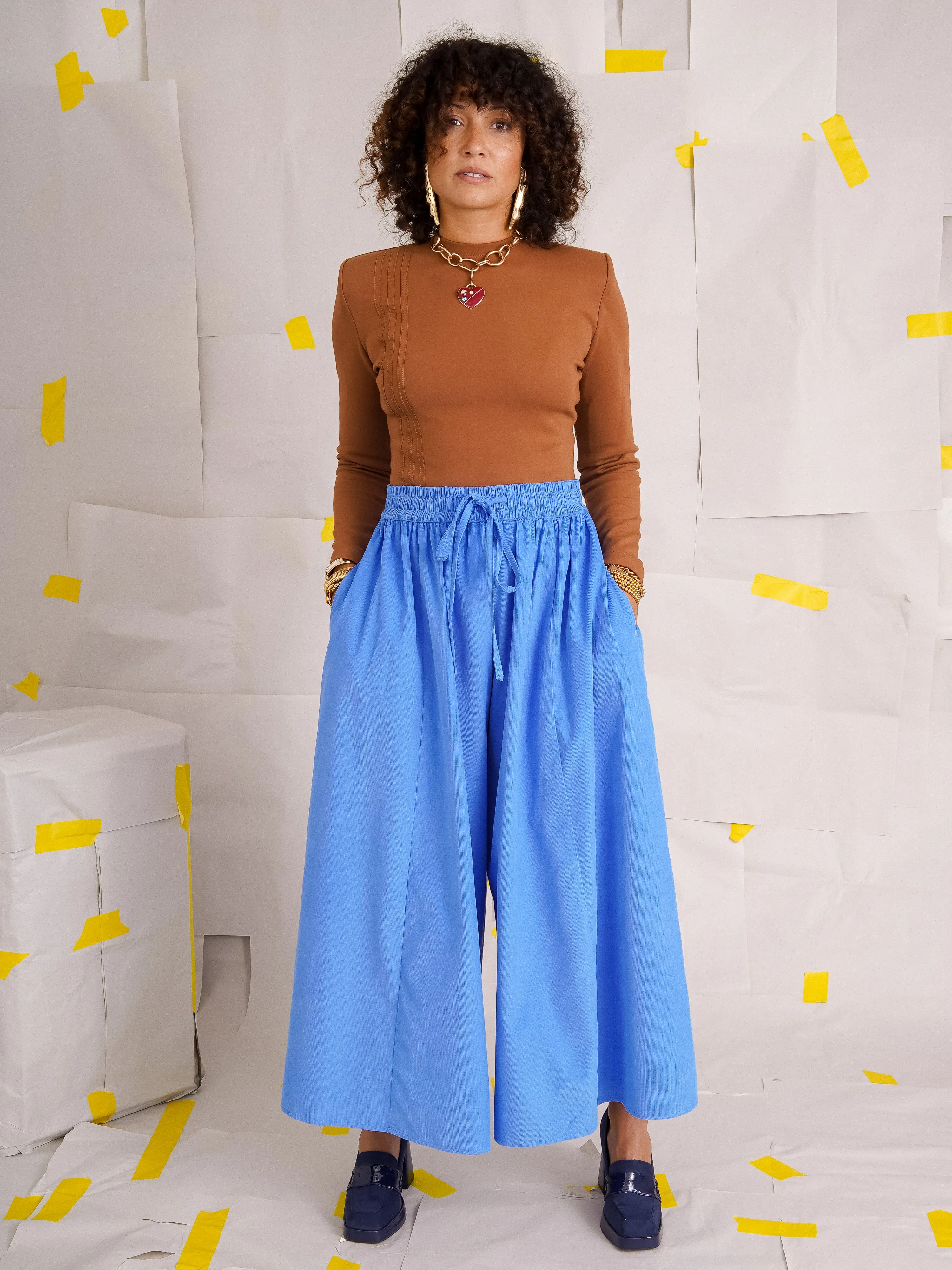 Charlie Blue Corduroy Palazzo Pants