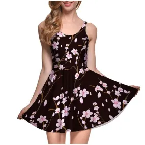 Cherry Blossom Black Reversible Skater Dresses