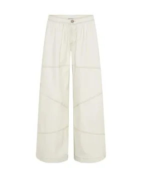 Daddios Wide Leg Denim Jeans - Cream