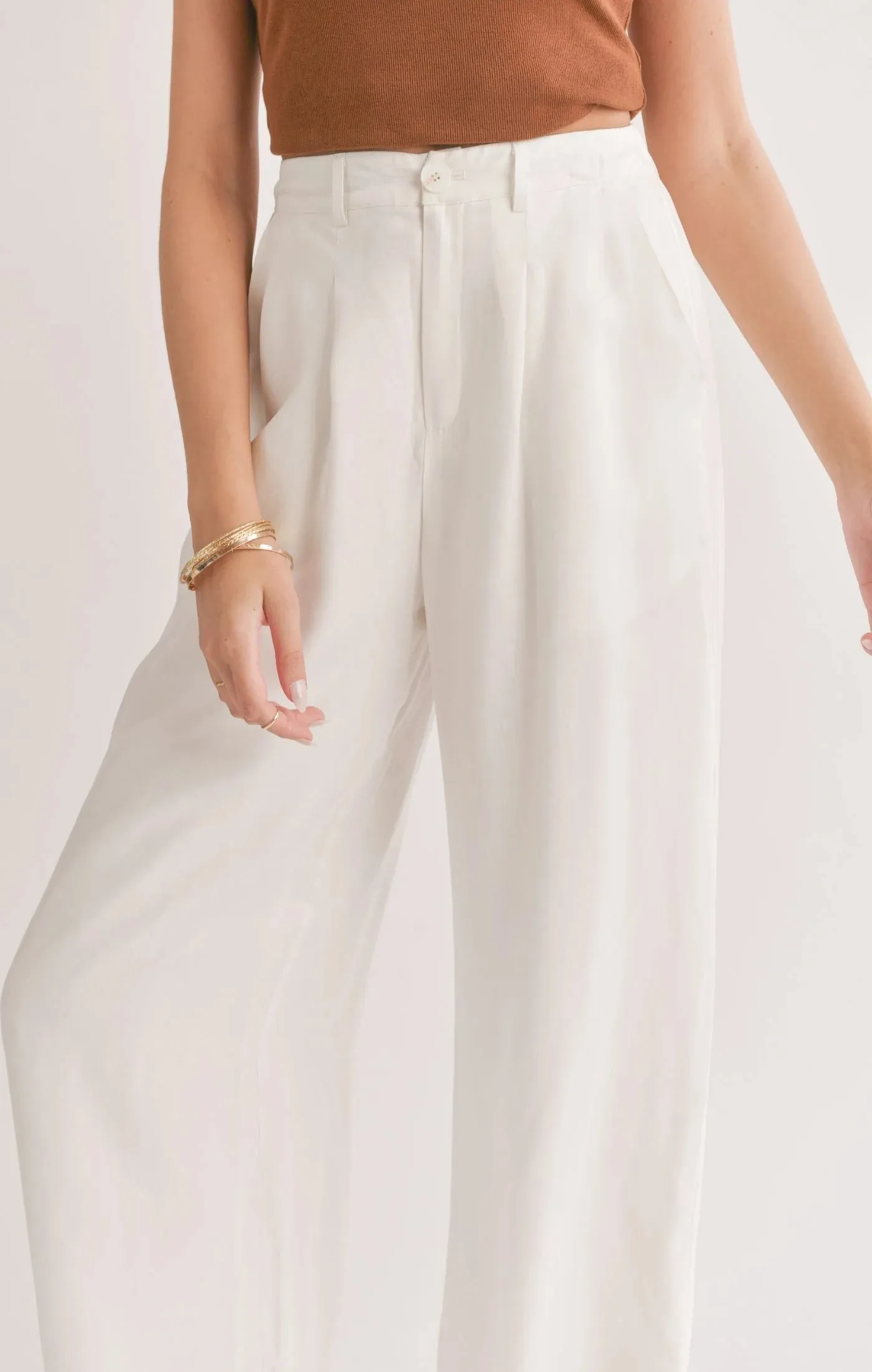 Dunes Back Elastic Wide Leg Pants White