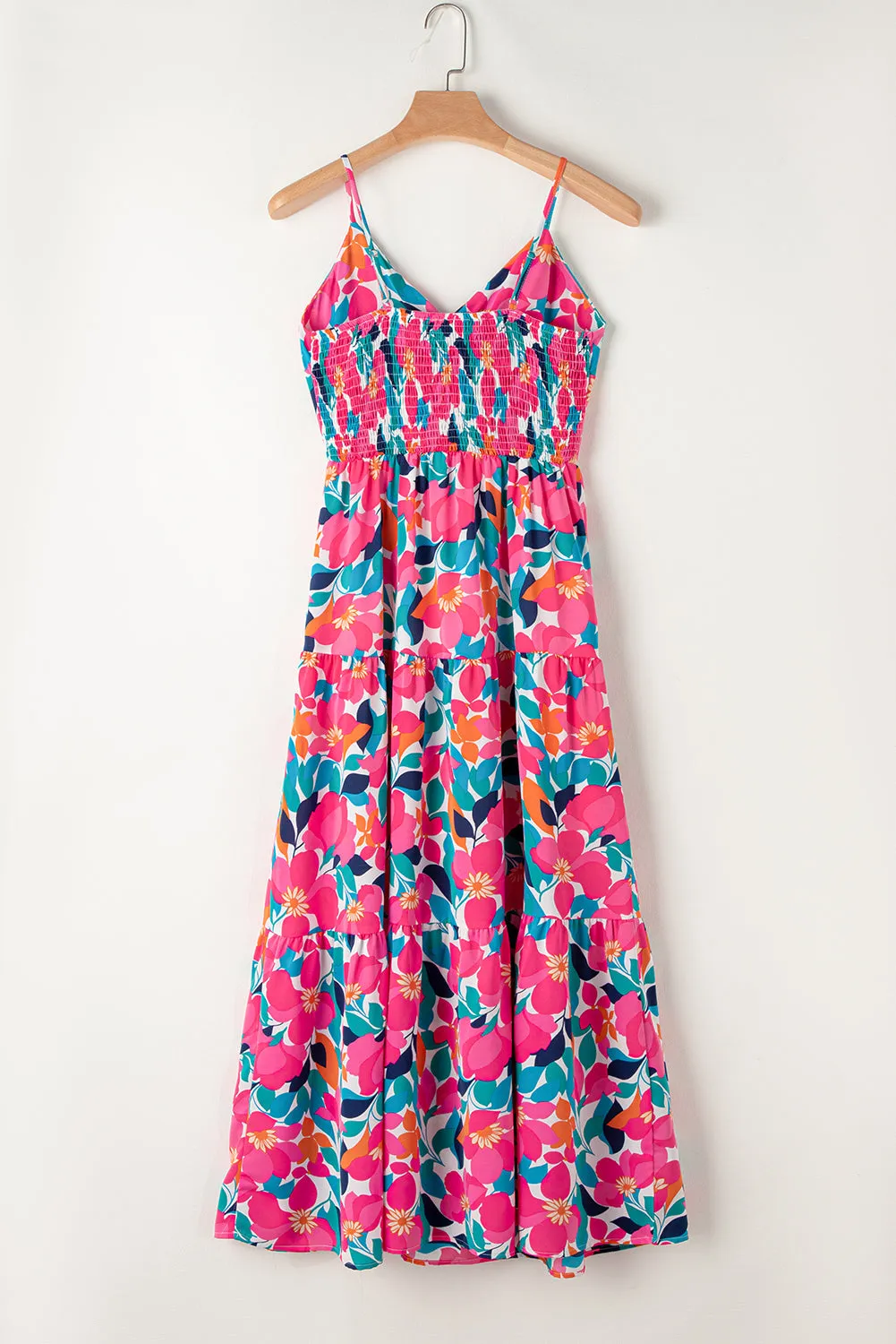 Floral Twisted Smocked Tiered Maxi Dress