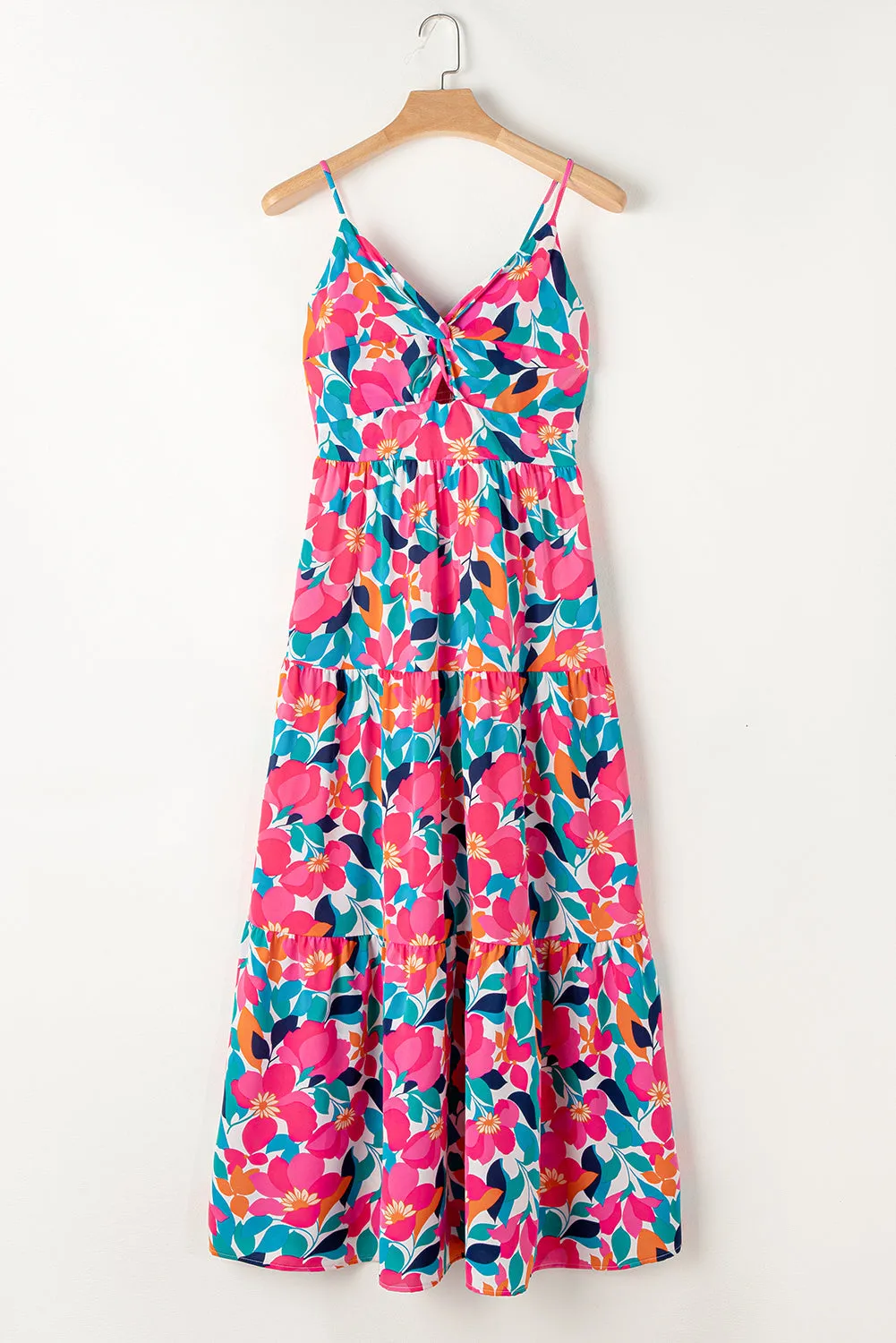 Floral Twisted Smocked Tiered Maxi Dress