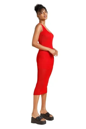 FOREVER 21 women's Polyester Classic Midi Dress (599070_Red