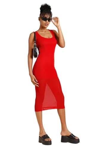 FOREVER 21 women's Polyester Classic Midi Dress (599070_Red