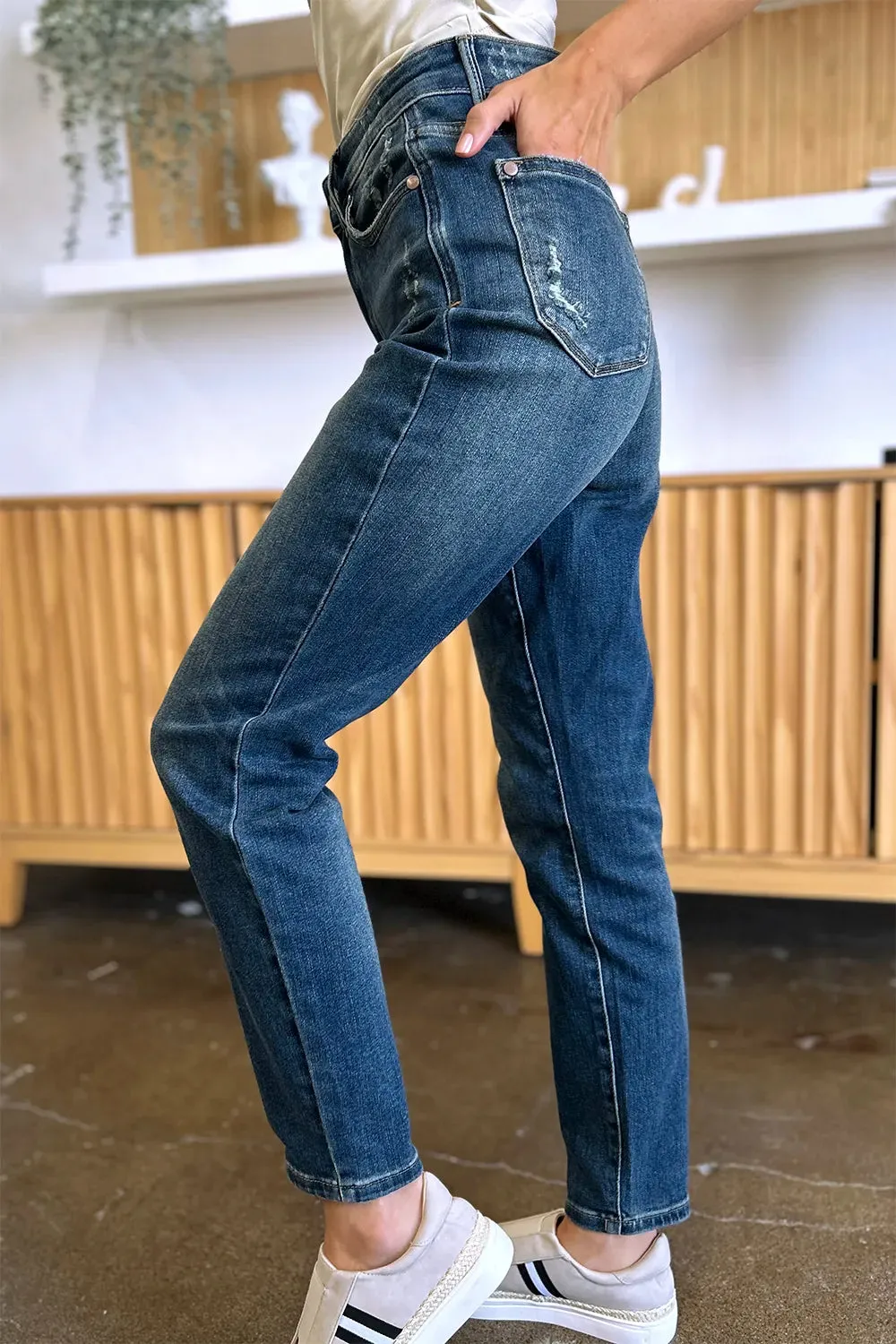 Full Size Tummy Control High Waist Slim Jeans