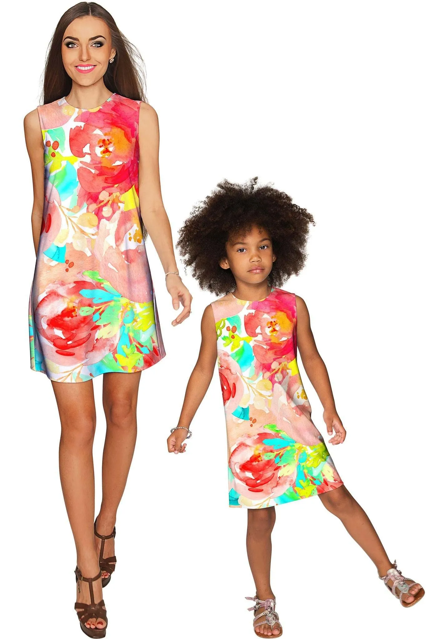 Good Idea Adele Colorful Floral Print Shift Sundress - Girls