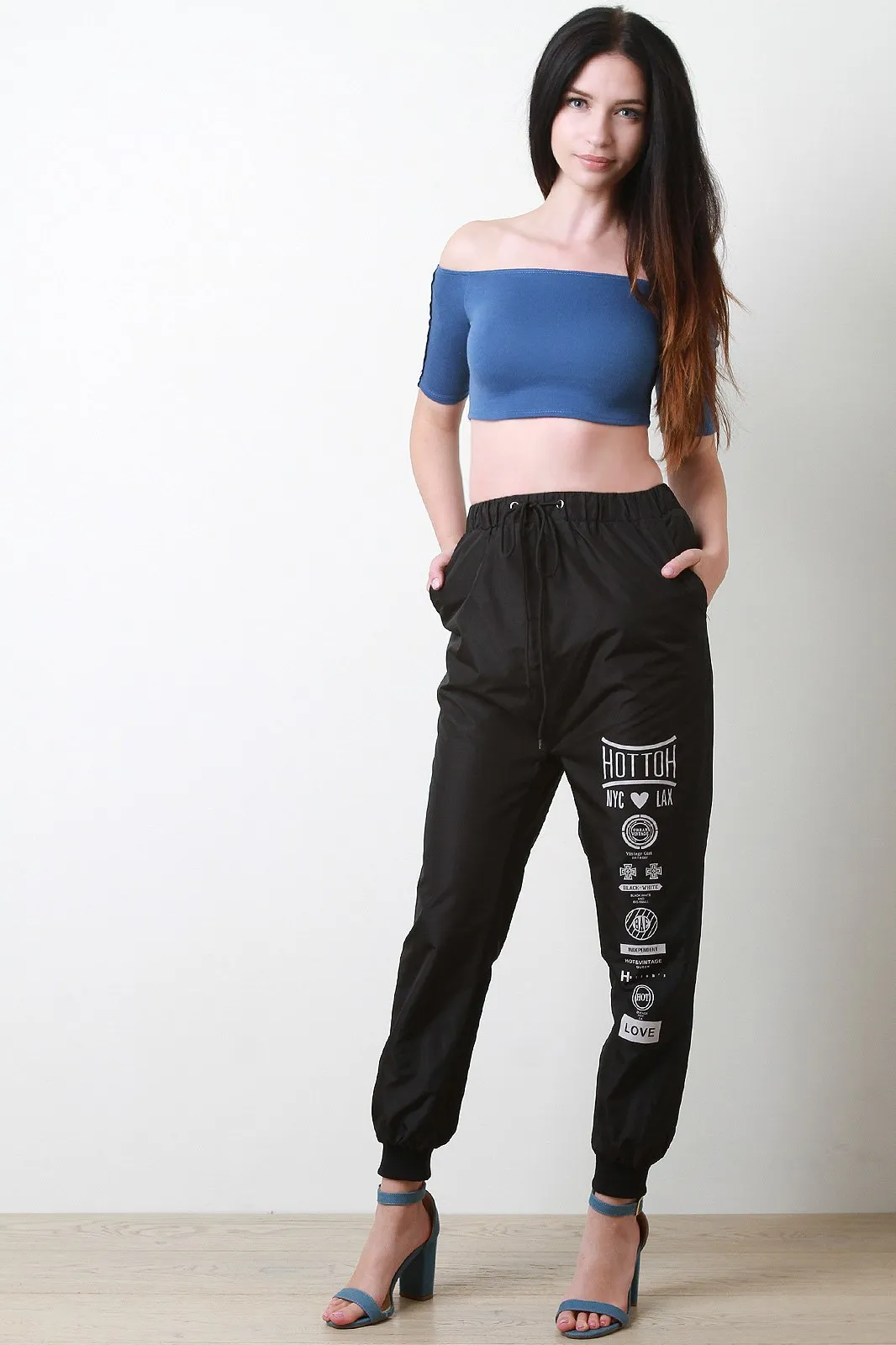 Graphic Print High Waisted Jogger Pants