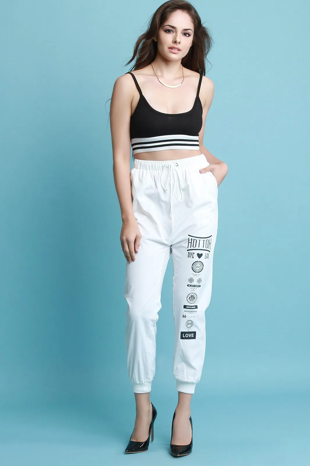 Graphic Print High Waisted Jogger Pants