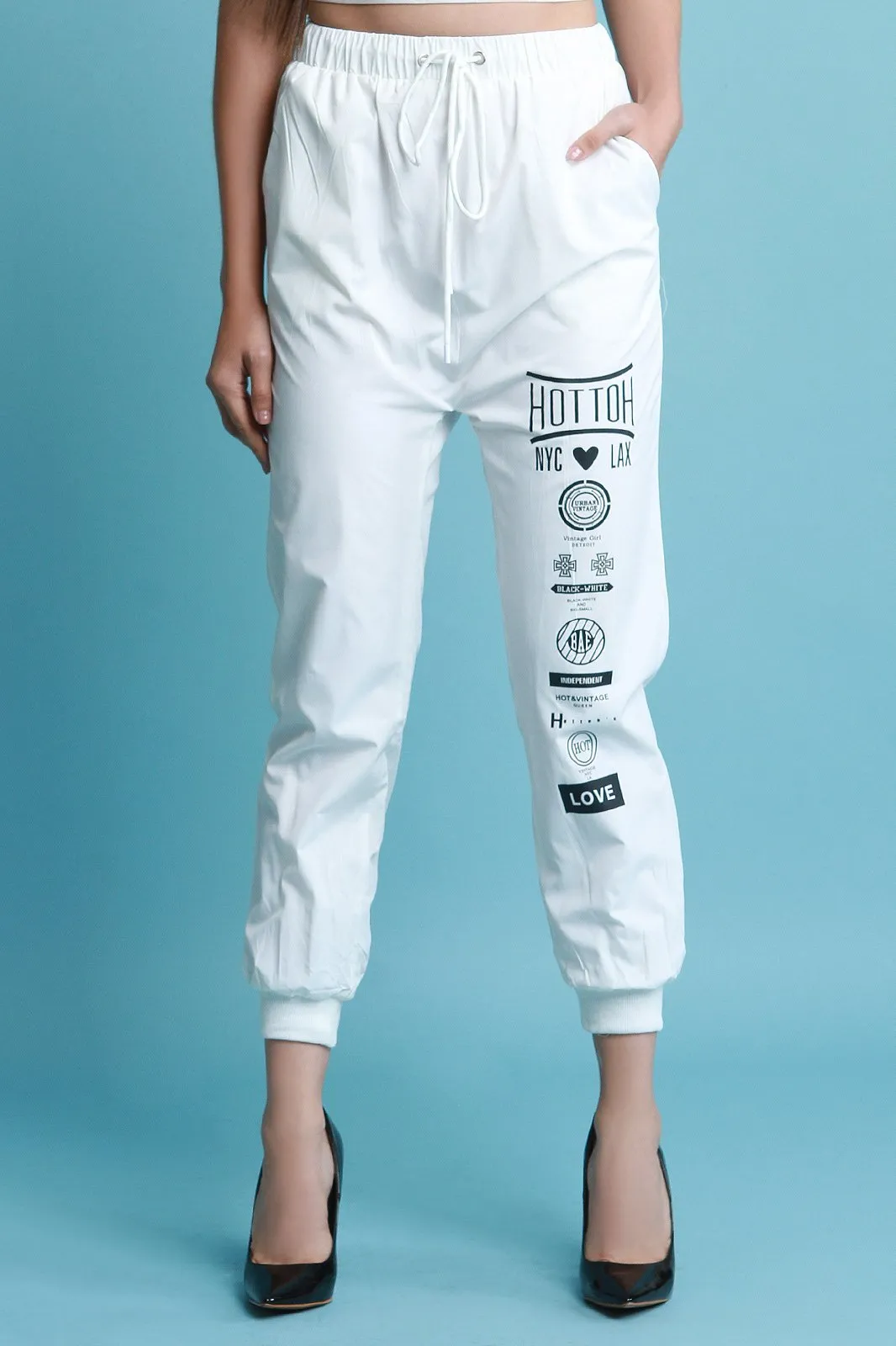 Graphic Print High Waisted Jogger Pants