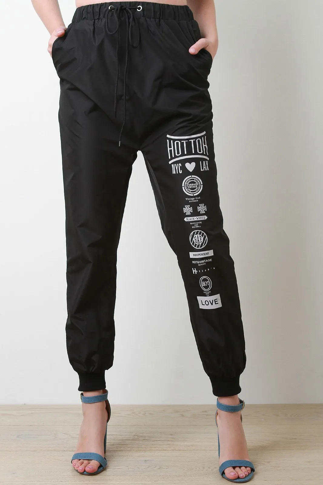 Graphic Print High Waisted Jogger Pants