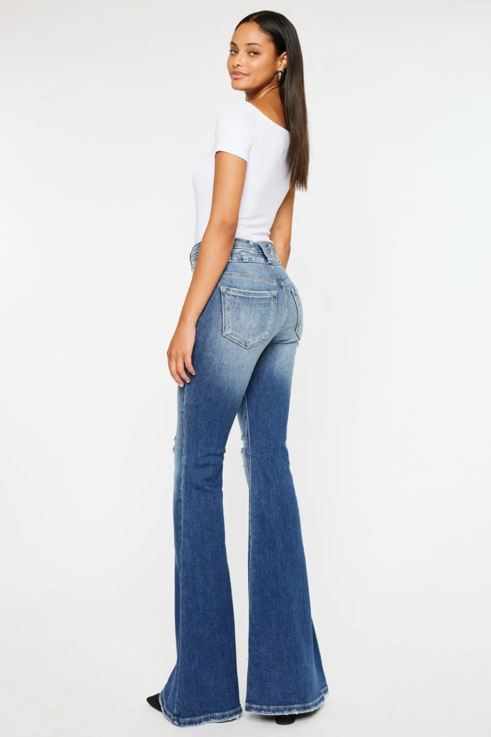 High Rise Wide Waistband Flare Jeans