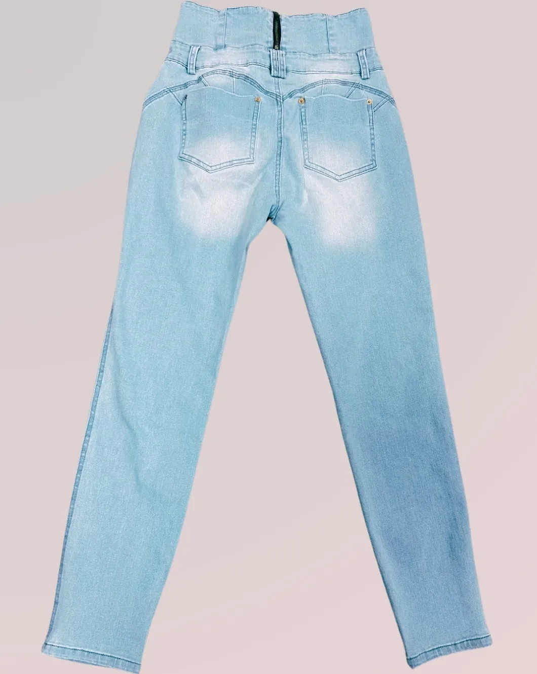 High-Waisted Back-Zip Skinny Jeans