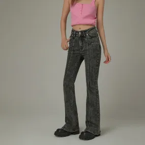 High Waisted Washed Bootcut Jeans