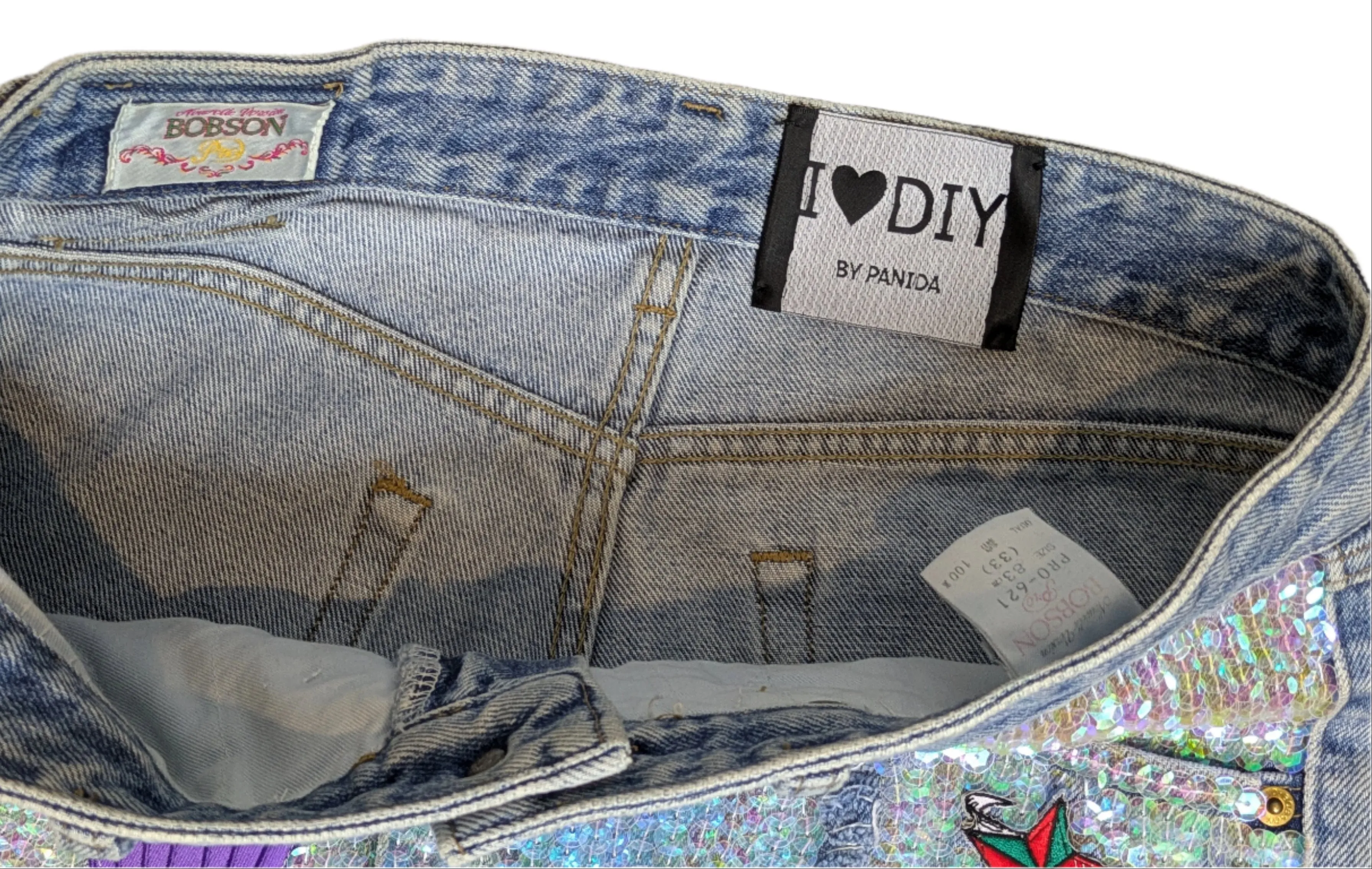 I Love DIY By Panida Sequin Patch Jeans