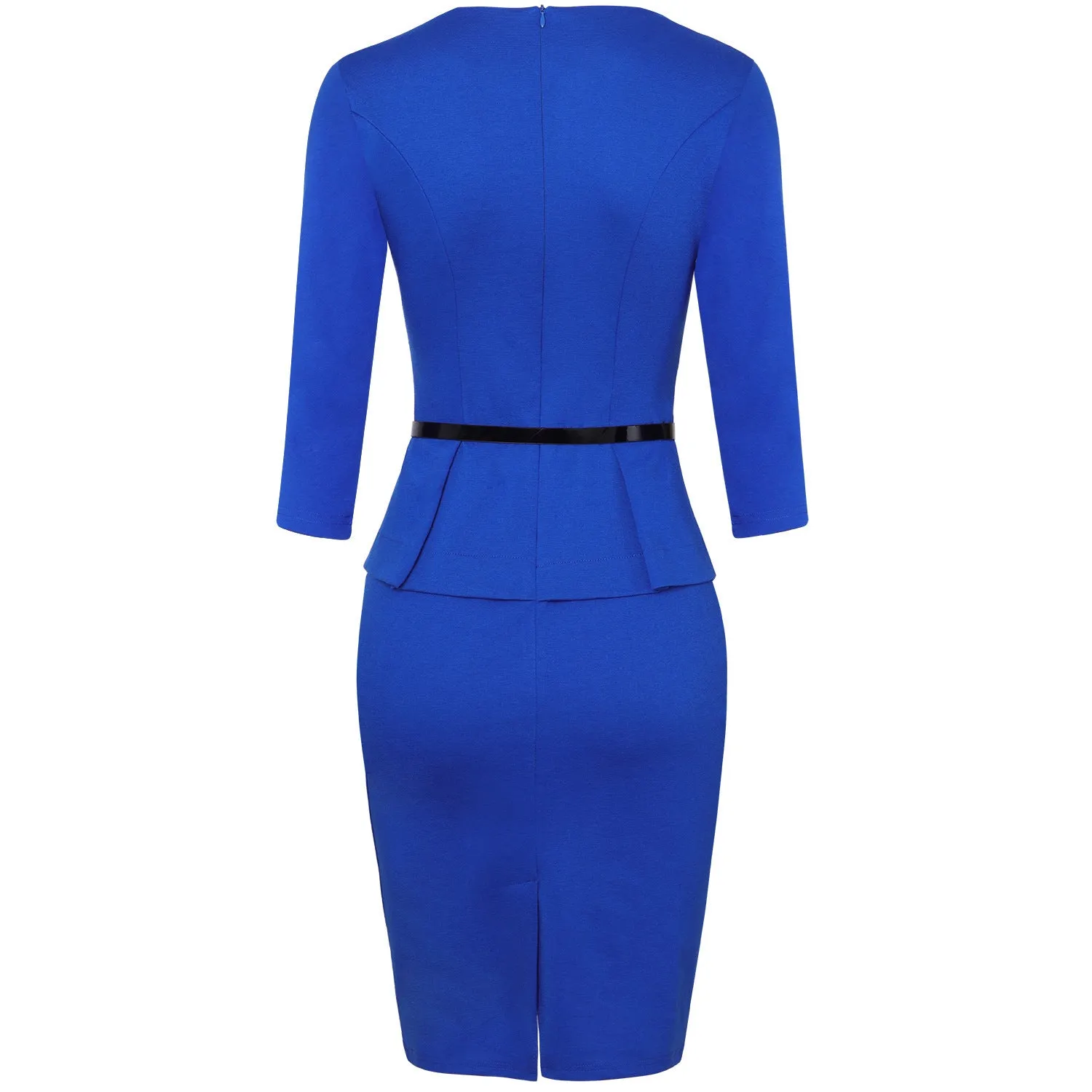 Intellectual and elegant temperament Slim round neck 3/4 sleeve OL bag hip 3/4 sleeve dress