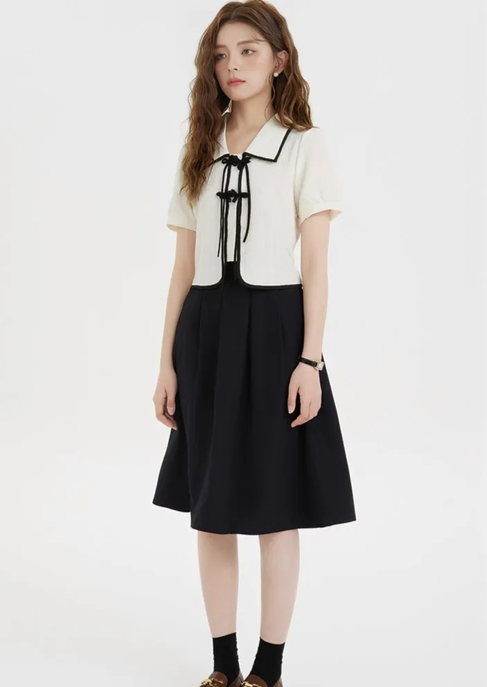 JACQUARD RIBBON TOPS&SKIRT