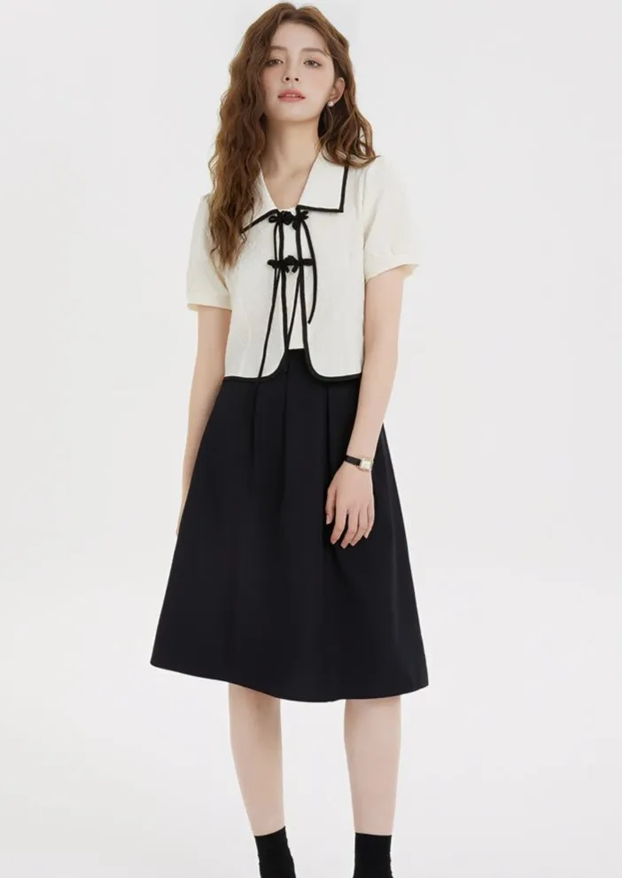 JACQUARD RIBBON TOPS&SKIRT