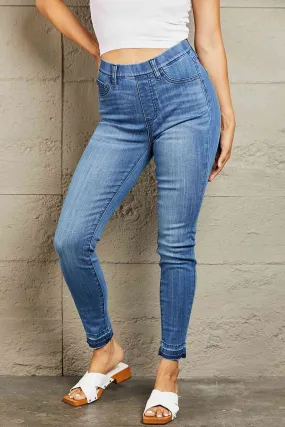 Janavie Full Size High Waisted Pull On Skinny Jeans