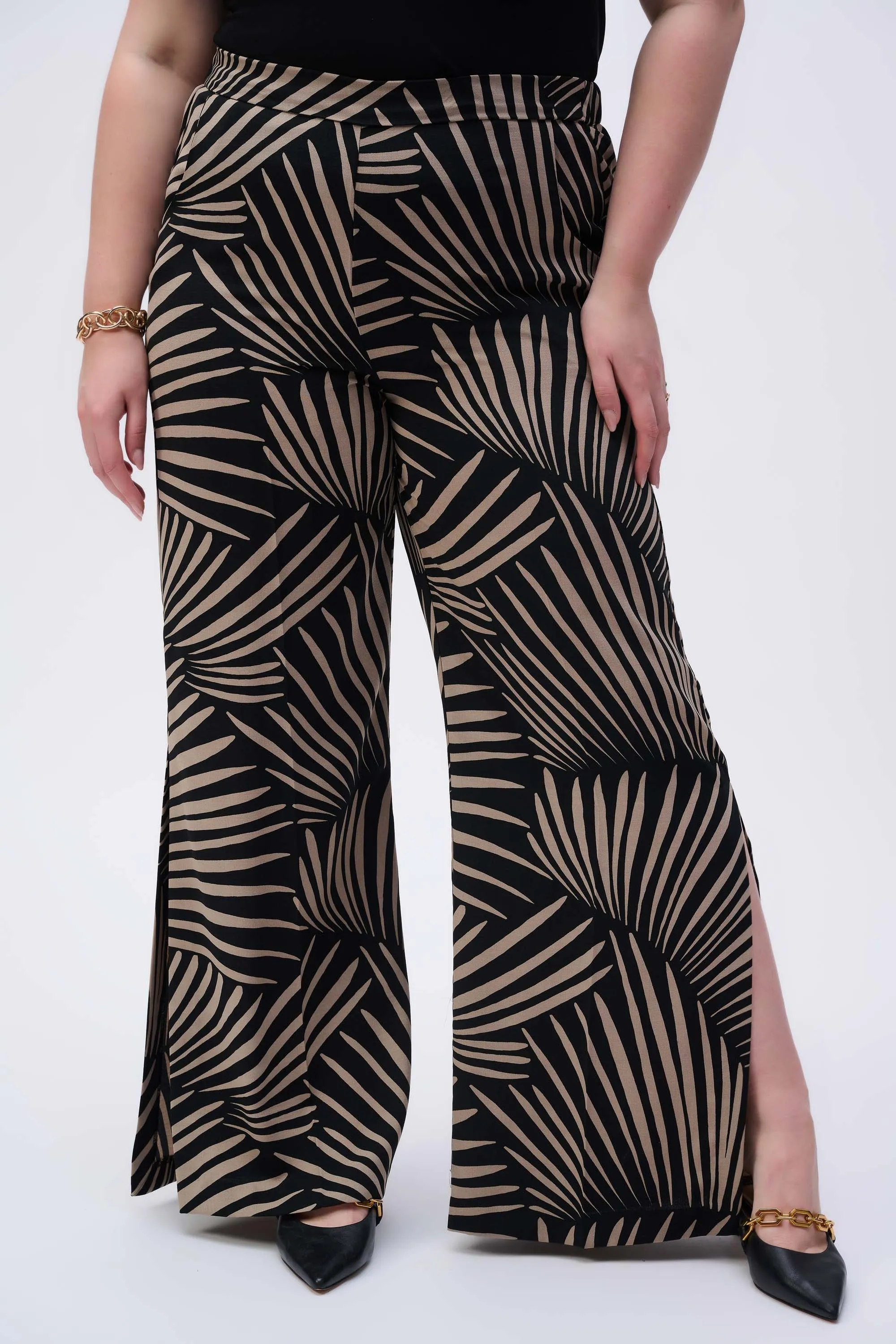 Joseph Ribkoff Gauze Tropical Print Wide-Leg Pants