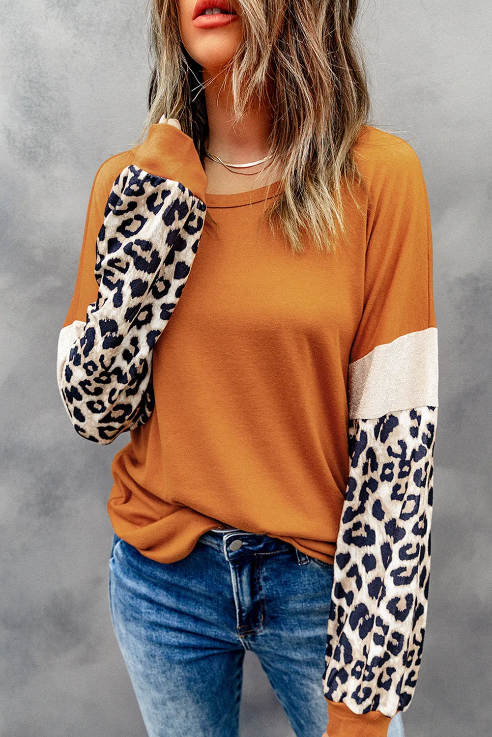 Leopard Patchwork Long Sleeve Top