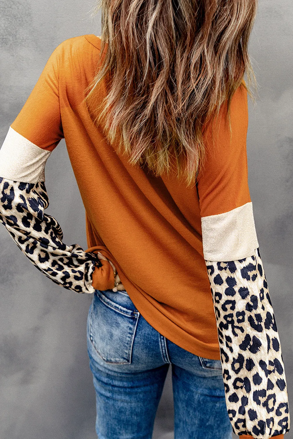 Leopard Patchwork Long Sleeve Top