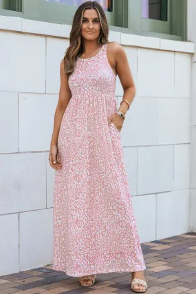 Leopard Pocketed Sleeveless Maxi Dress