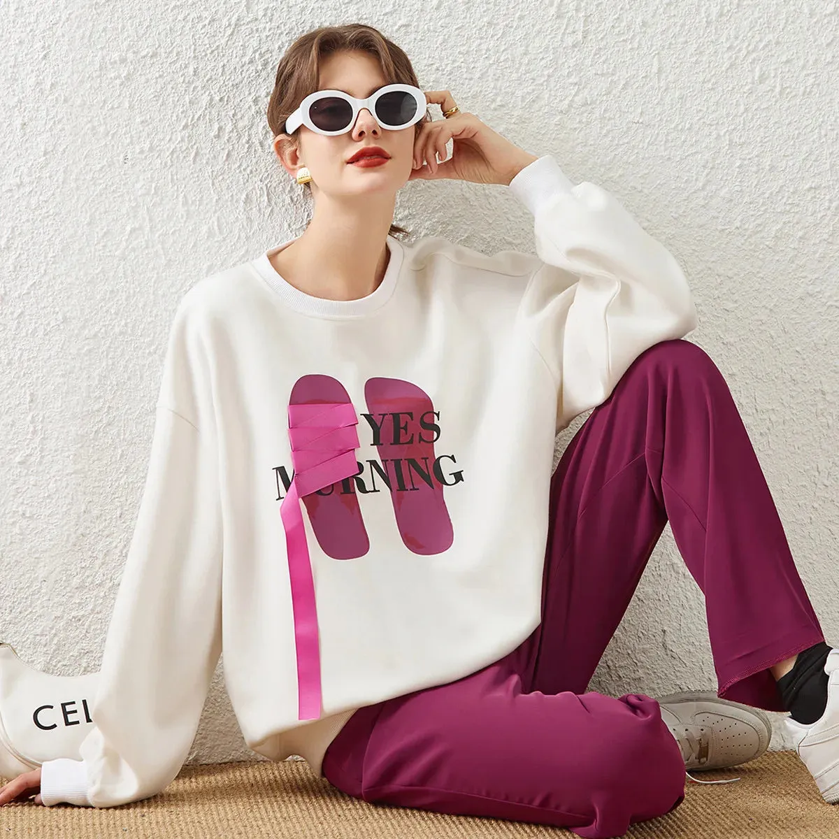 Letter Webbing Casual Pullover Tops