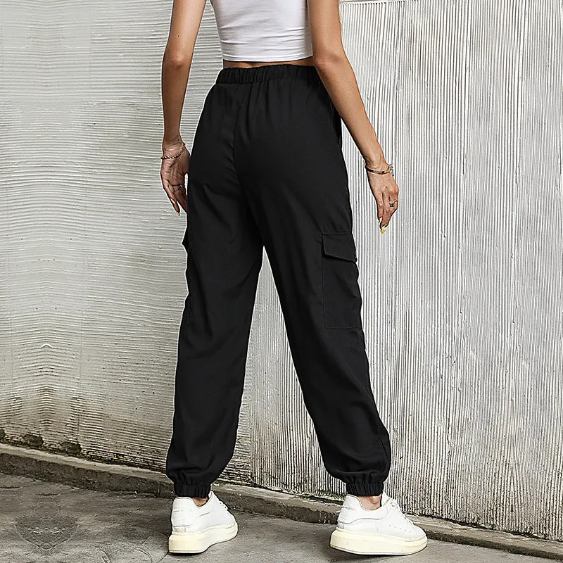 Long Solid Color Casual Elastic Ankle Banded Pants