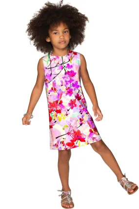 Orchid Caprice Adele Pink Floral Print Shift Dress - Girls