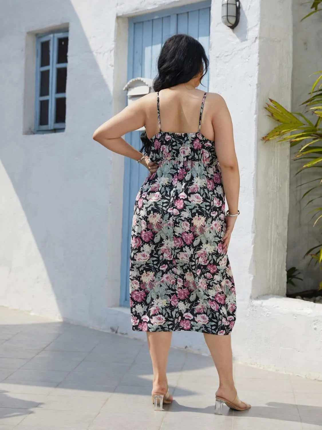 Plus Size Floral Slit Cami Dress - Stylish and Comfortable