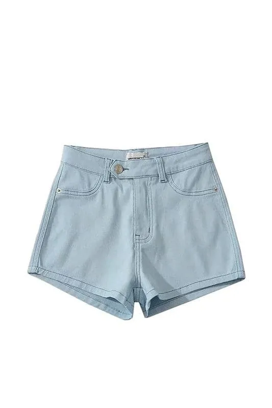 PZ672 High Waisted Denim Shorts