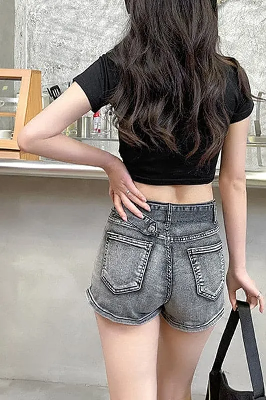 PZ767 High Waisted Denim Shorts