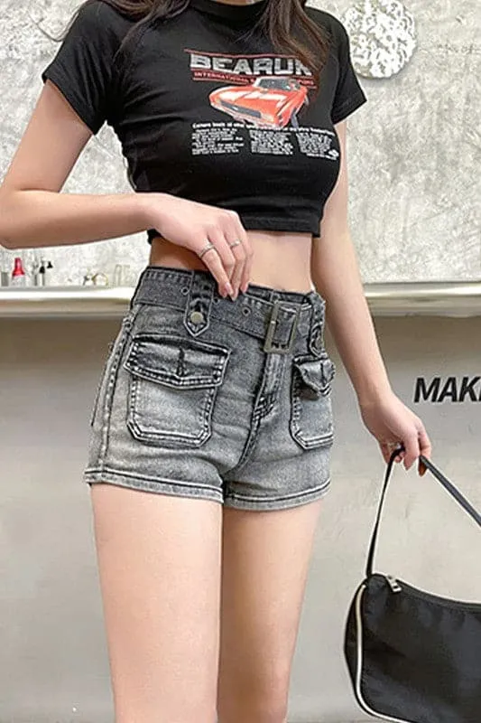 PZ767 High Waisted Denim Shorts