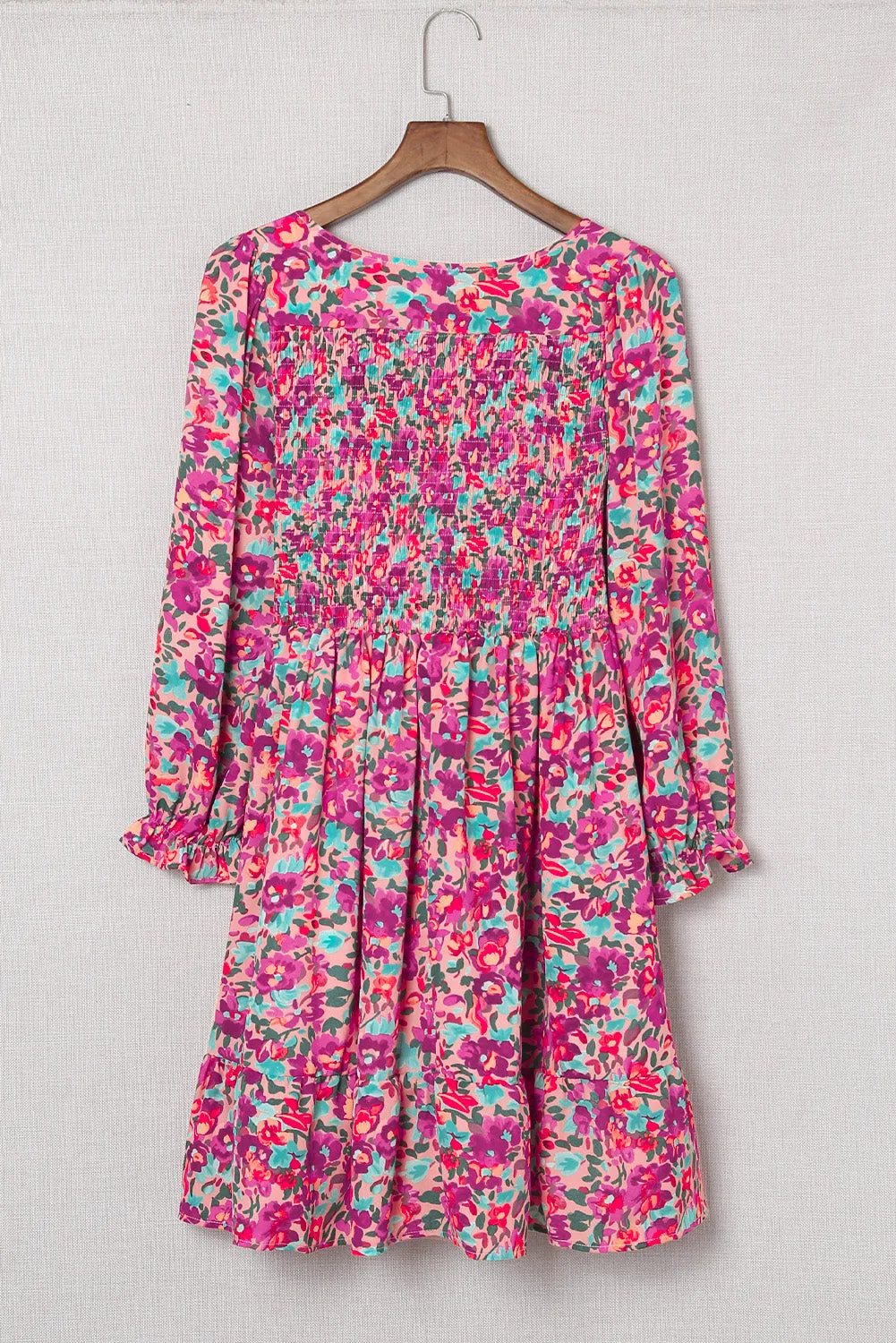 Smocked Puffy Sleeve Floral Dresses